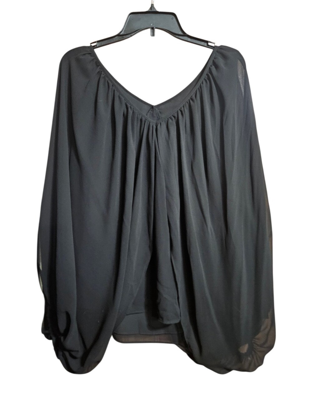 Vince Camuto Asymmetrical Black Pleated Sheer Blouse New Size 1X!